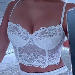 White Cropped Camisole Lace Top